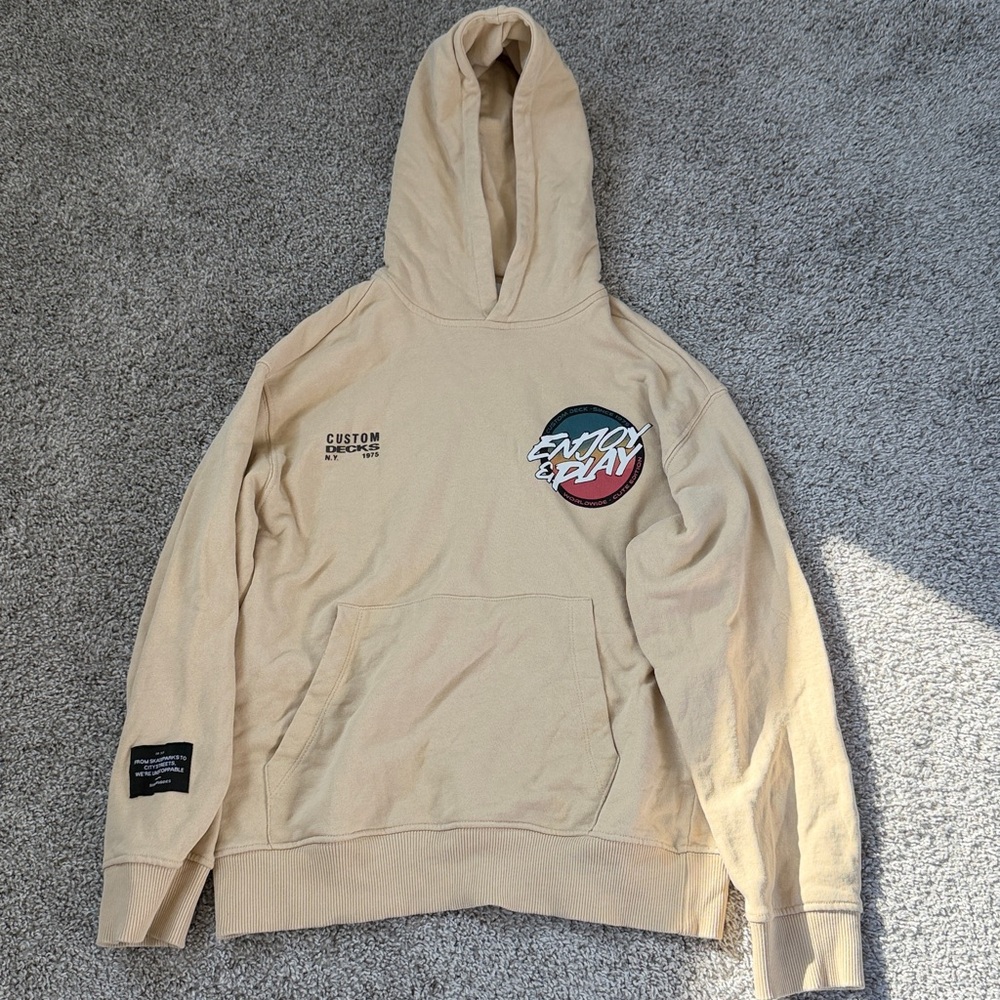 Zara Beige Boy’s Hoodie with Graphic Design